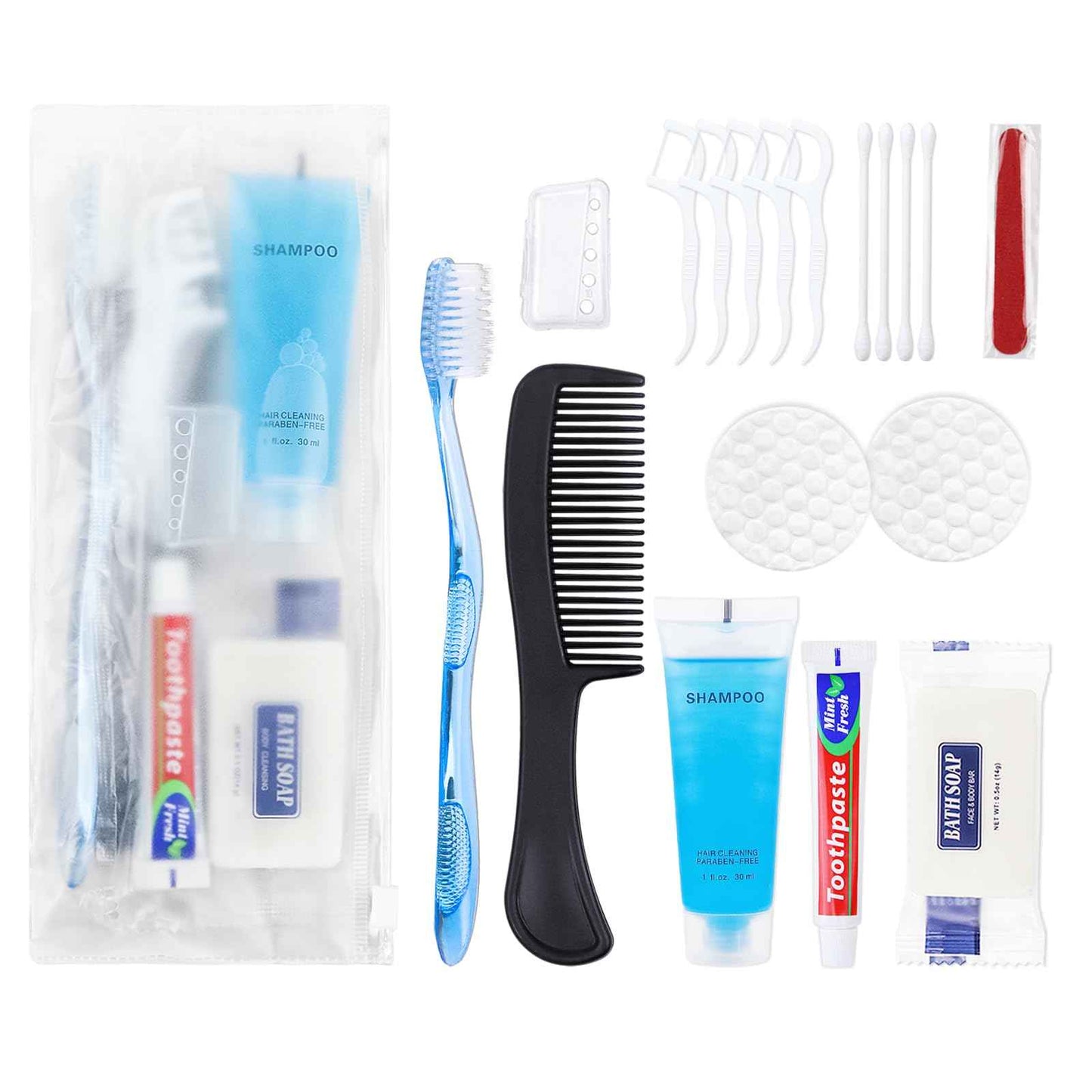 HQSLsund Basic Toiletry Kits, Individually Packed, Personal Hygiene Kit Bulk Homeless Care Package Supplies Travel Size Toiletry Kit for Men Women Charity Reusable Toiletry Bag (Pack of 10)