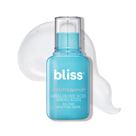 Bliss Drench & Quench Hyaluronic Acid Serum with Amino Acids | Multi-Layer Moisture & Plumping | Lightweight Water-Based Formula | For All Skin Types | Clean, Vegan, Cruelty-Free | 1 Fl Oz