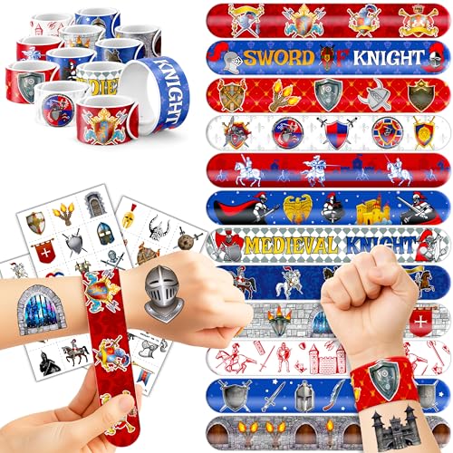 72-Piece Medieval Knight Party Favors Set - Tattoos & Slap Bracelets