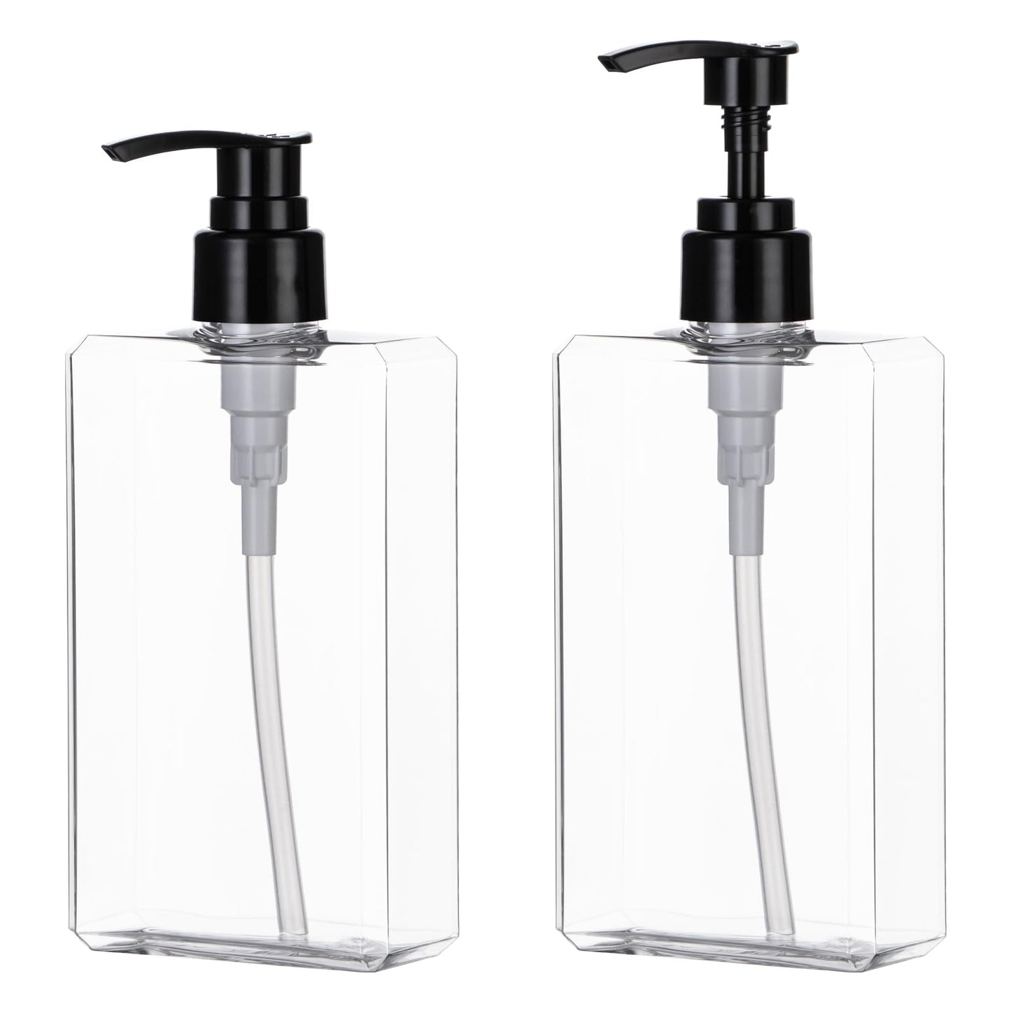 Yebeauty Pump Bottle Dispenser, 10oz 300ml Empty Plastic Shampoo Pump Bottles Shower Soap Dispenser Refillable Liquid Containers for Conditioner Body Wash, Bathroom Kitchen, 2 Pack Clear