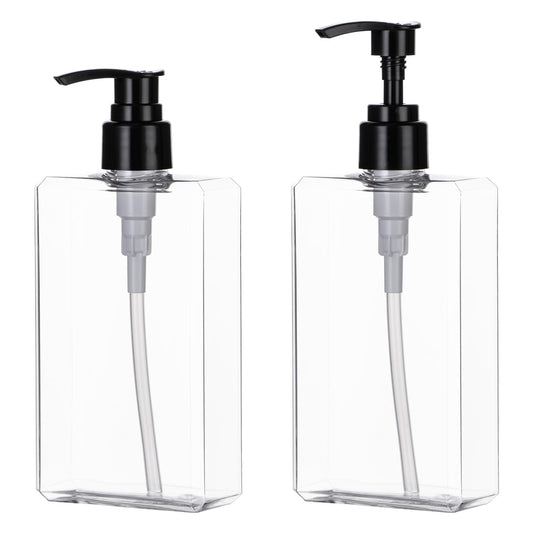 Yebeauty Pump Bottle Dispenser, 10oz 300ml Empty Plastic Shampoo Pump Bottles Shower Soap Dispenser Refillable Liquid Containers for Conditioner Body Wash, Bathroom Kitchen, 2 Pack Clear