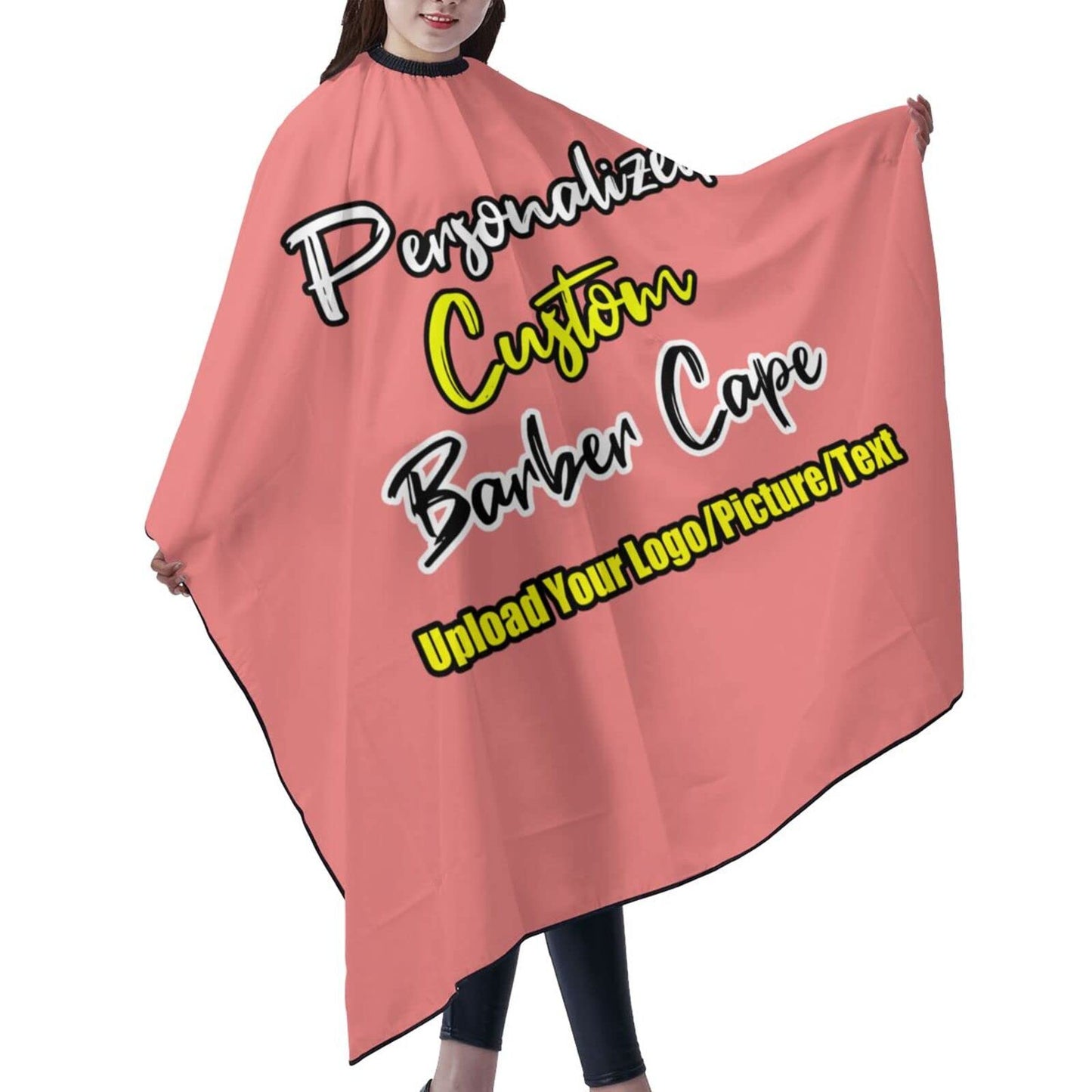 sophiehome Custom Barber Cape with Your Logo Text Photo, Professional Hair Cutting Cape Customized, Personalized Haircut Salon Cape for Hairdresser Styling & Home Adult Lightcoral