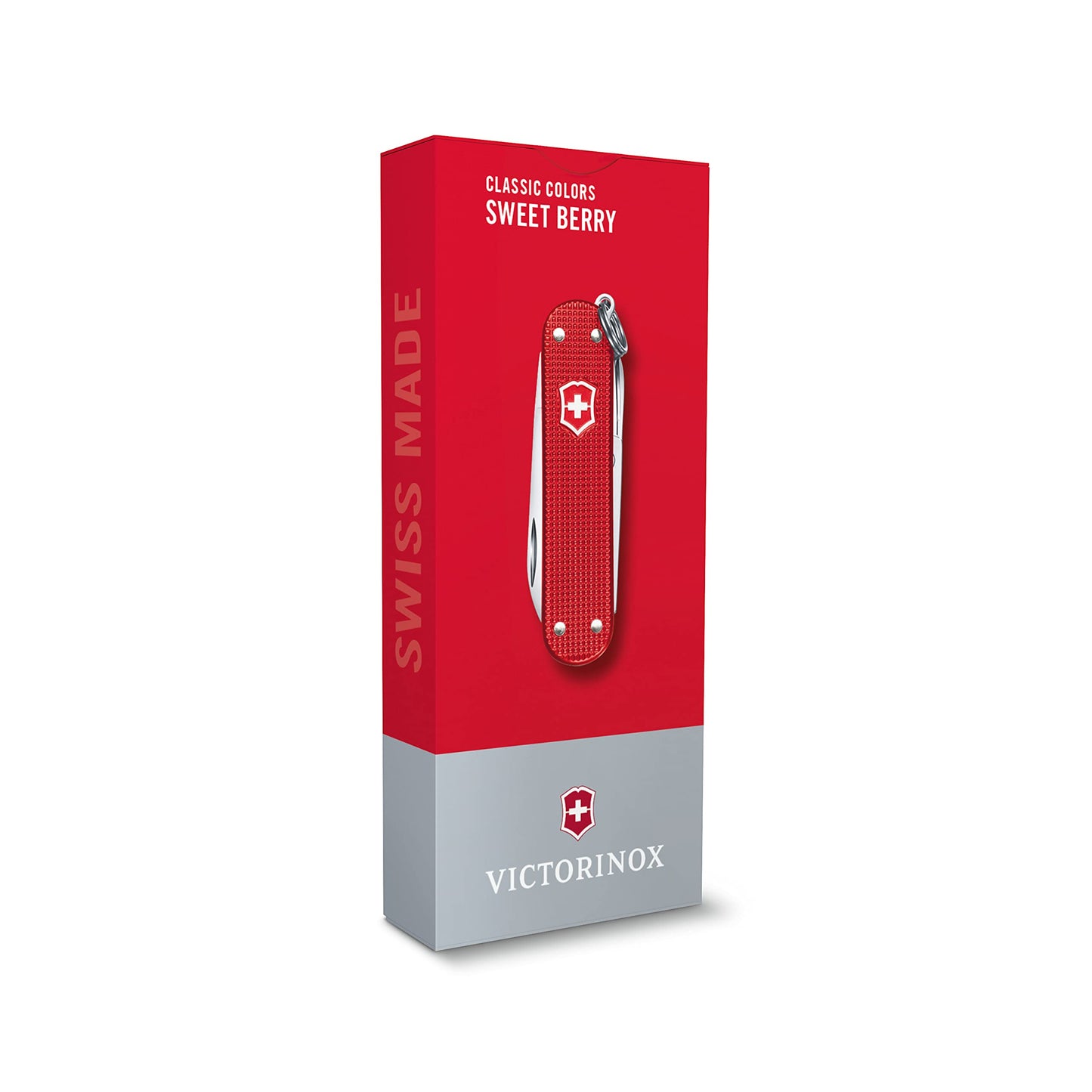 Victorinox Classic SD Alox Swiss Army Knife, Compact, 5 Functions, Swiss Made Pocket Knife with Small Blade, Screwdriver and Key Ring - Sweet Berry (Red)