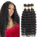 Deep Wave Human Hair Bundles - 18-22 Inch Brazilian Natural Black
