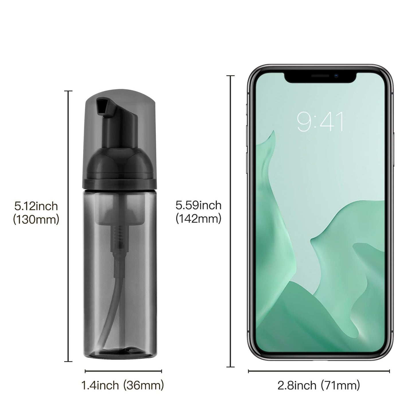 Tekson 30PCS Soap Foam Bottle (2 oz), Empty Travel Foaming Lash Shampoo for Cleanser, Dispenser (Black)