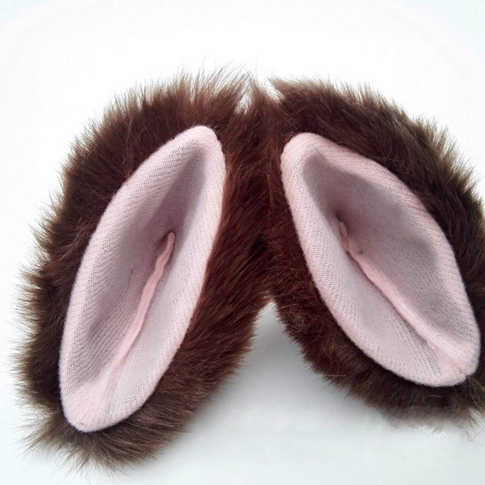 ZCMG Cat Ears Hair Clips Fox Ears Barrettes Women Furry Fur Cat Headpiece Holiday Hair Pins Sweet Halloween Party Decoration Headband Anime Cosplay Costume Kitty Kitten Hair Accessories Coffee - Pink