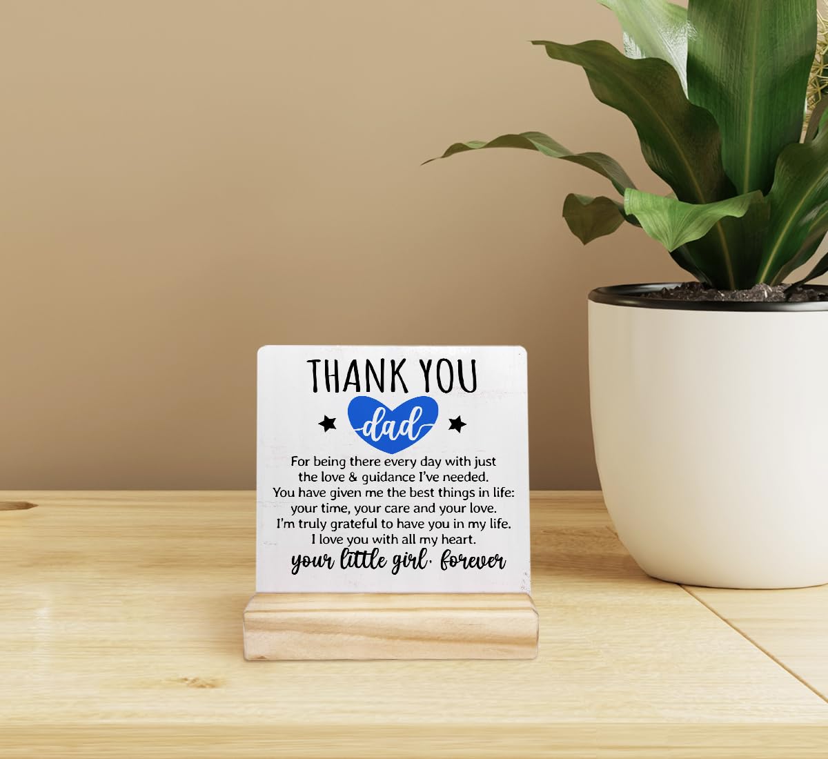 EIONEY Dad Gifts from Daughter Son,Thank You Gifts for Dad,Wood Plaque Sign with Wooden Stand,Father's Day Birthday Gift for Dad,Father Gifts for Living Room Bedroom Shelf Tabletop Decorations