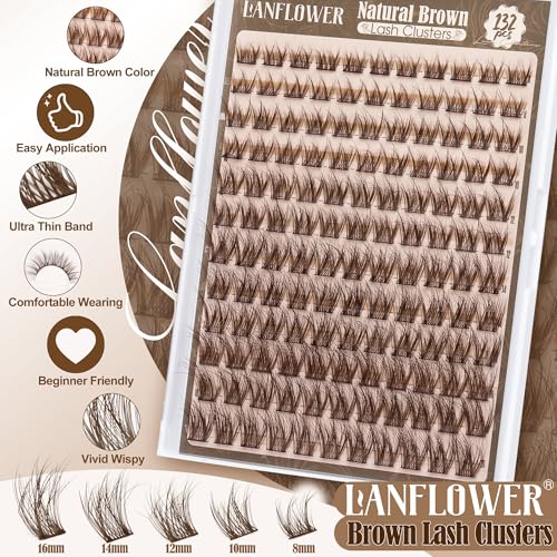 Brown Lash Clusters Wispy Eyelash Extensions by Lanflower