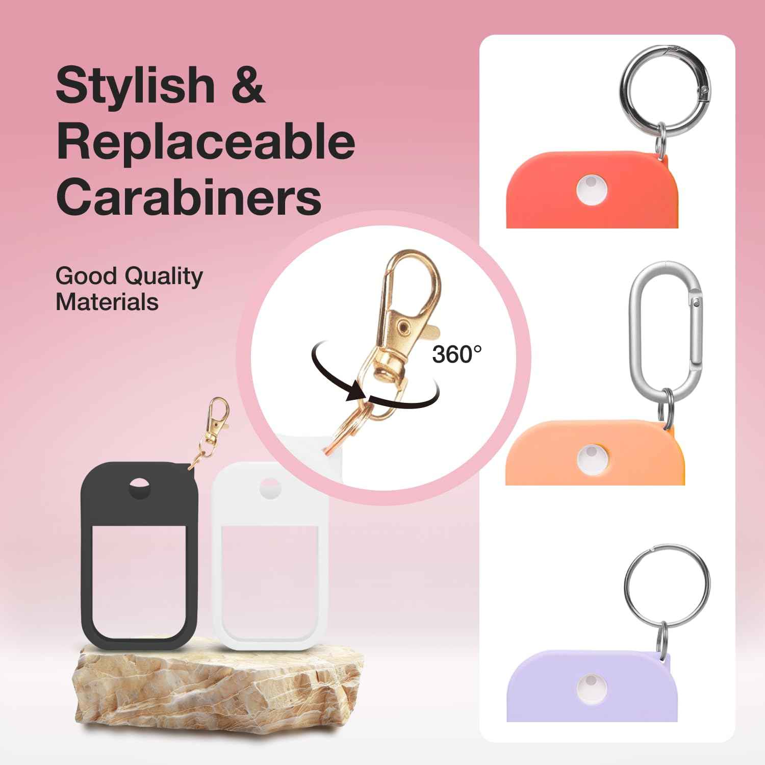 MILASONUS 5 PCS Soft Silicone Case for Touchland Power Mist (1FL. OZ./30 mL), Protective and Stylish Case with Keychain Compatible with Touchland Hand Sanitizer Spray (Orange/Red/Purple/Black/White)