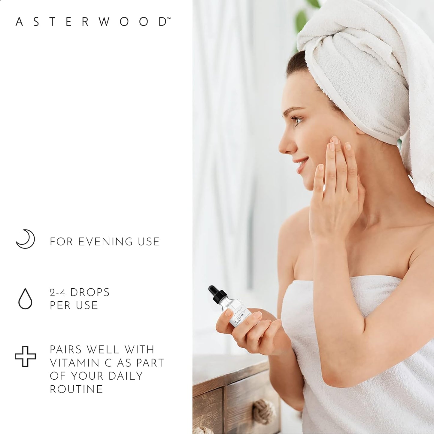 ASTERWOOD Argireline Peptide with Hyaluronic Acid Serum Face Care, Anti Wrinkle Face Serum, Dark Spot Remover & Face Brightening Serum, Facial Skin Care Products, 2 oz Glass Bottle