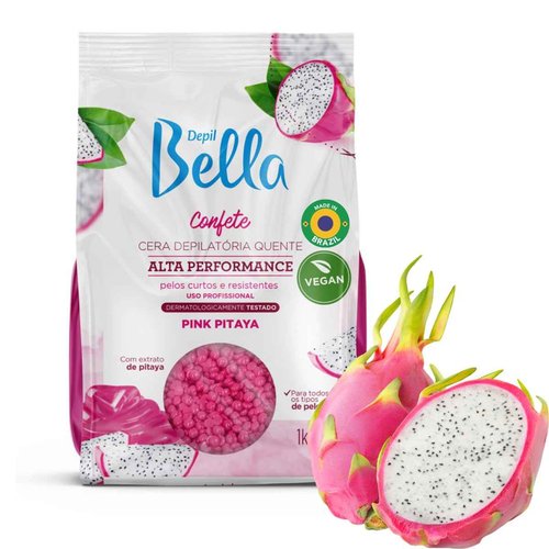 DEPIL BELLA Pink Hard Wax Beads 2.2 lbs for Hair Removal, High-Performance for Short and Resistant Hair, Vegan, Body and Face Wax Beads With Dragon Fruit Extract