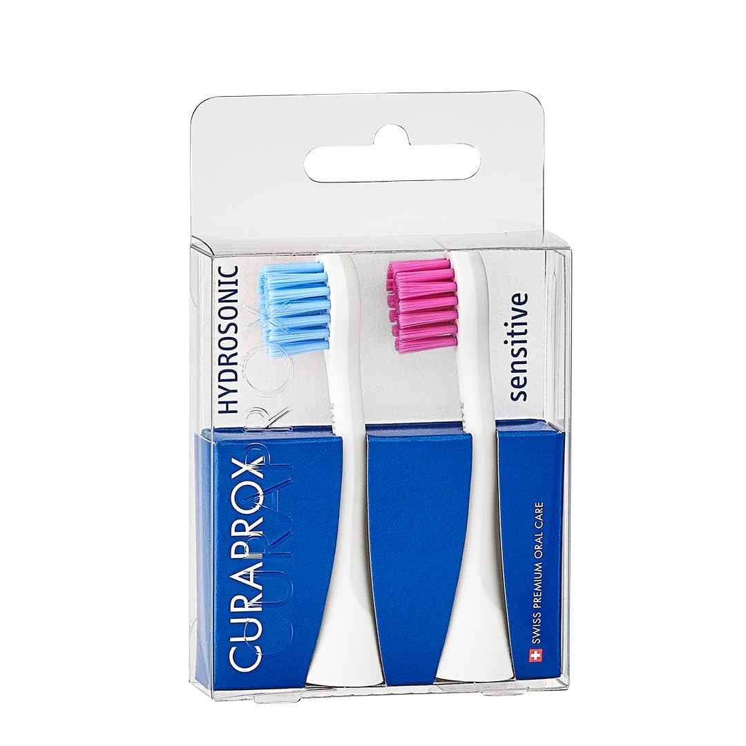 Curaprox Hydrosonic Brush Heads Rainbow Sensitive Duo – for Gentle Gum Care & Effective Cleaning | Blue/Pink, 2-Pack | Compatible with All Curaprox Sonic Models | Swiss Made