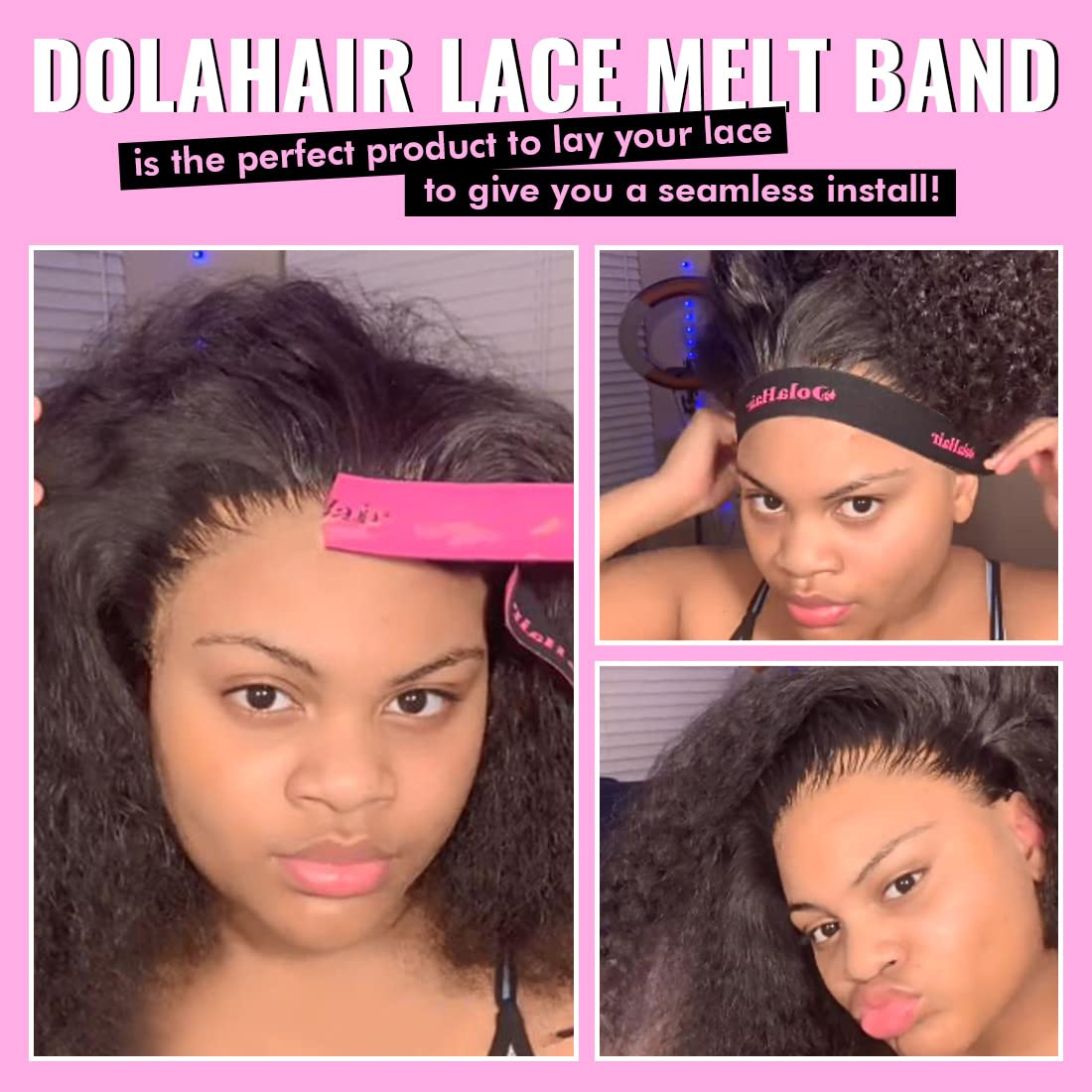 Dolahair Lace Tint Spray for Wigs Melt, Medium Brown Wig Tint Lace Spray Lace Melting Foam Lace Tint Mousse for Wigs Melt Lace Wigs Melting with 2 Pcs Lace Melting Band, Elastic Bands for Wigs