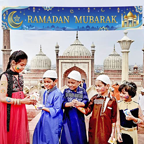 HOWAF 30pcs Eid Mubarak Party Favors Temporary Tattoos, Ramadan Kareem Themed Face Tattoos for Kids with Star Moon Castle Patterns for Eid Party Decorations, Ramadan Mubarak Fake Tattoos