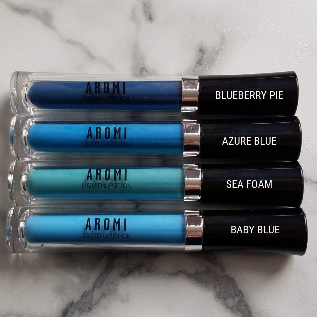 Aromi Dark Blue Matte Liquid Lipstick | Navy Lip Color, Vegan & Cruelty-free, Long-Lasting, Waterproof, Smudge Proof, (Blueberry Pie)