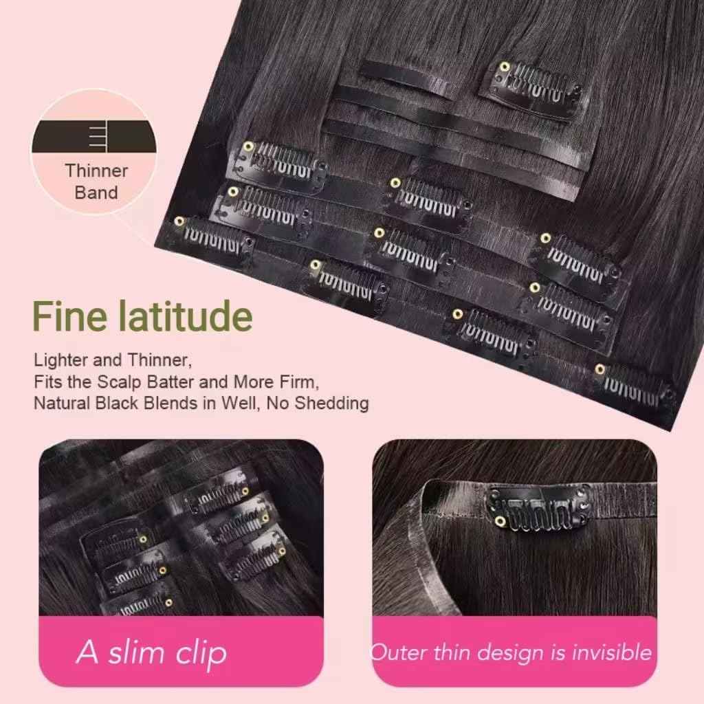 MYouan Seamless Body Wave Clip Ins PU Weft Clip In Hair Extensions Real Human Hair Clip Ins 16Inch 100% Unprocessed Human Hair Extensions 8pcs/set (20Clips120g)
