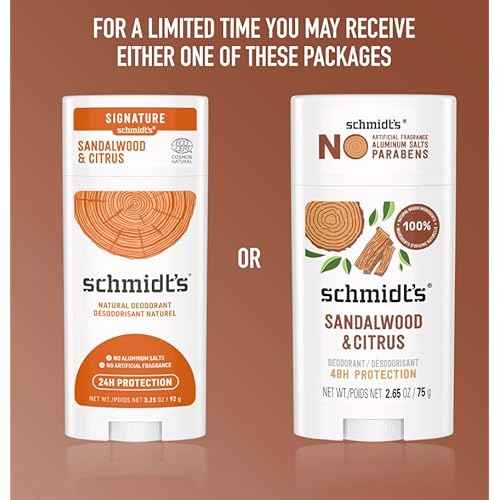 Schmidt's Aluminum-Free Vegan Deodorant Sandalwood & Citrus 4 Count for Women and Men, with 24 Hour Odor Protection, Natural Ingredients, Cruelty-Free, 2.65 oz