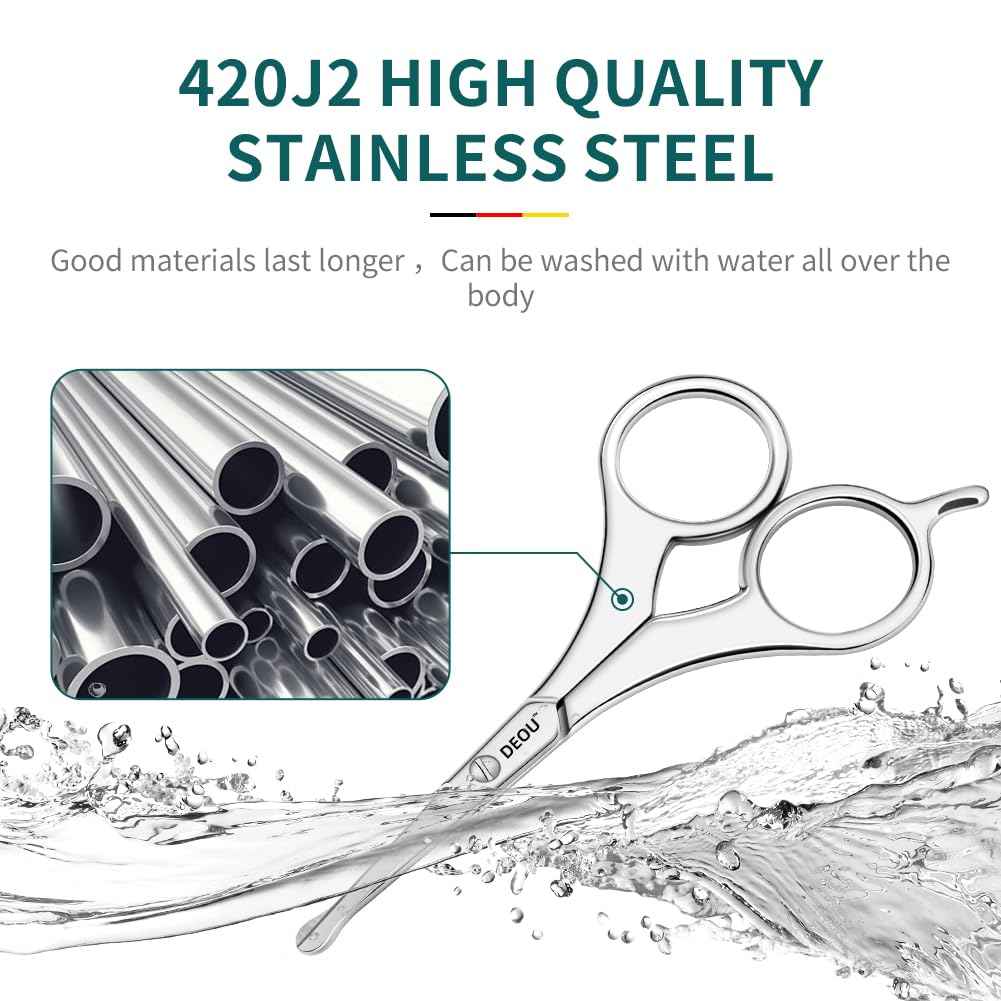 DEOU Nose Hair Trimmer - Paris Tower - Inspired Design with Tail Handle - Premium Stainless Steel - All - in - One Grooming & Multipurpose Shears - Safe, Hygienic & Portable