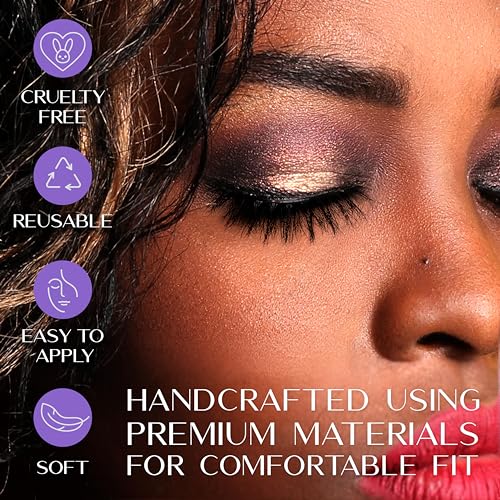 CATTITUDE 5D Cat Eye False Eyelashes - Wispy Faux Mink, Clear Band