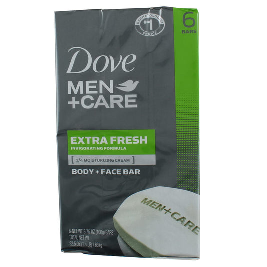 Dove Men+Care Body and Face Bar Extra Fresh 4 oz, 6 Bar (Pack of 2)