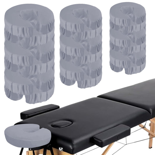 Microfiber Face Cradle Covers 20 Pcs for Massage Table Reusable Soft Massage Table Head Rest Covers Waterproof and Oil Proof Fabric for Spa Beauty Salons (Grey)