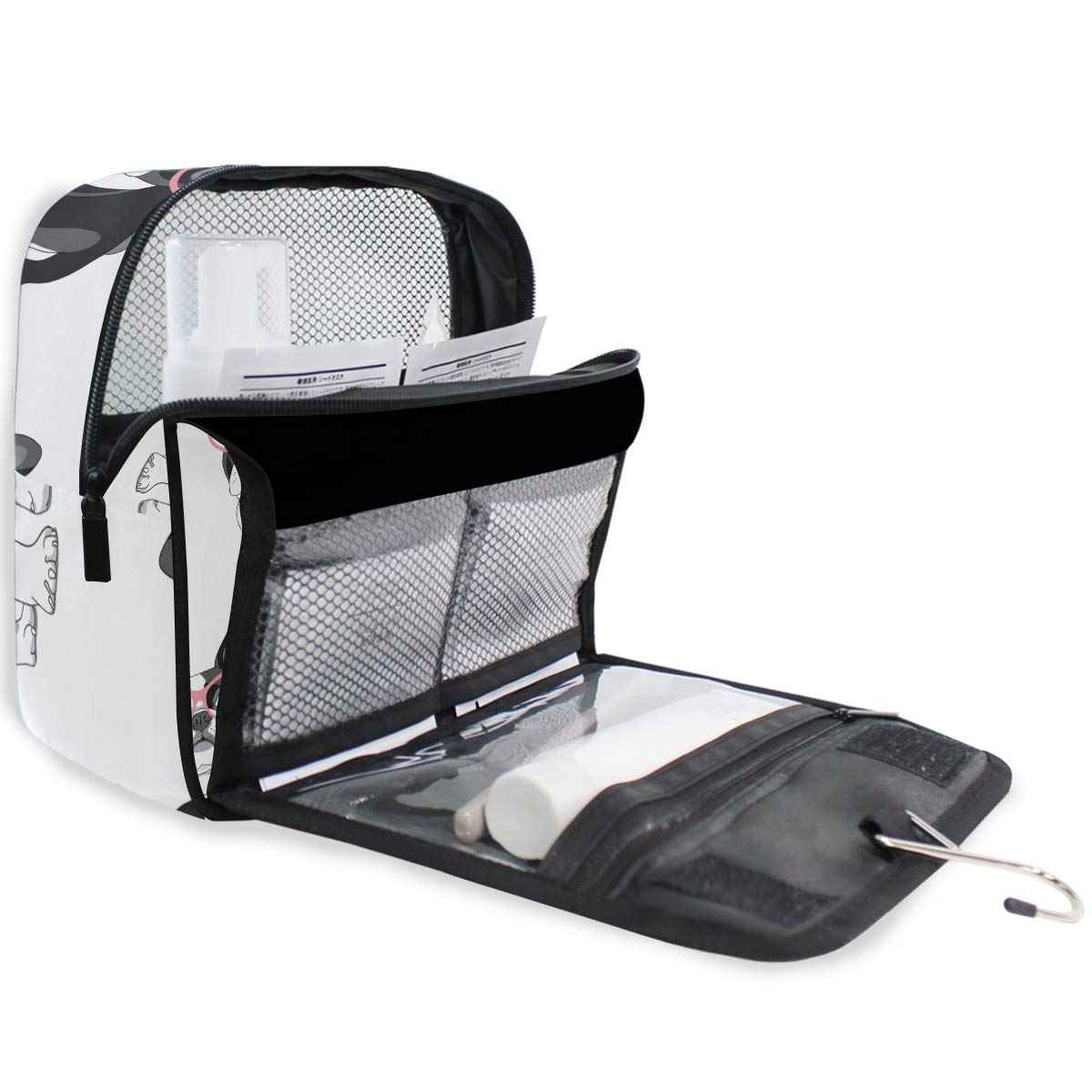 Bardic Hanging Travel Toiletry Bag Fashion French Bulldog Large Capacity Makeup Cosmetic Bag Portable Toiletry Kit Organizer