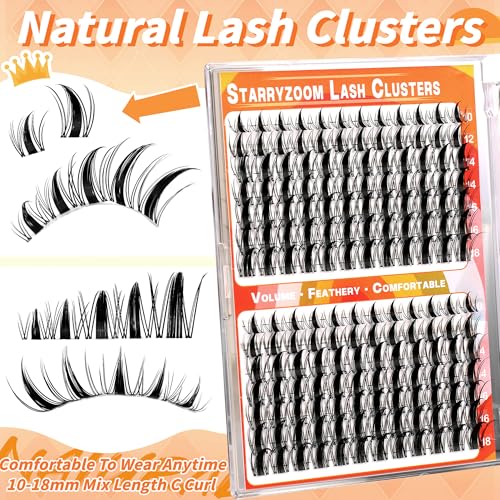 Wispy Lash Clusters Book, Doe-Eye Manga Clusters Fairy Natural Lashes 2 Styles Spiky DIY Individual Extensions Eyelash Kit 340Pcs Bulk Box CC Curl 10-18mm Mixed False Eyelashes