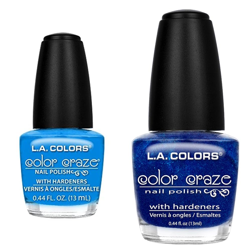 L.A. COLORS Craze Nail Polish, Aquatic, 0.44 Fluid Ounce & Wired, 0.44 Fluid Ounce Nail Polish Bundle