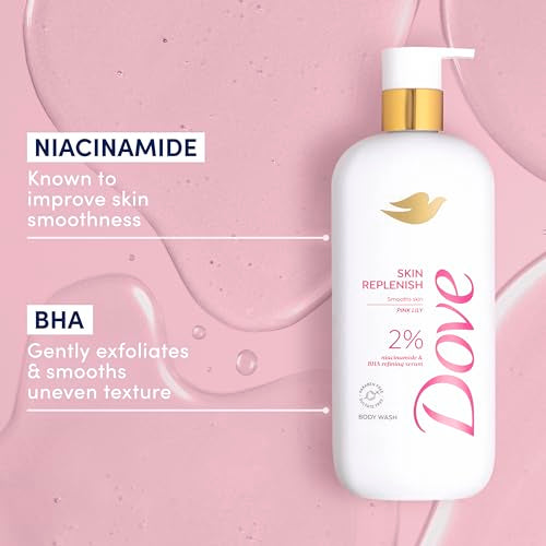 Dove Serum Body Wash Skin Replenish smooths skin with Niacinamide & BHA Serum 18.5 Fl Oz