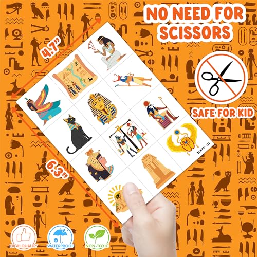 96 PCS Ancient Egypt Temporary Tattoos for Kids Party