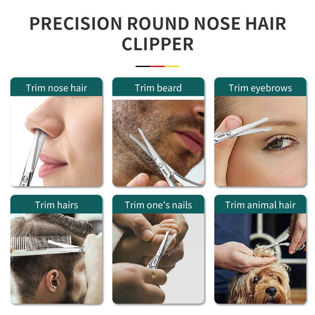 DEOU Nose Hair Trimmer - Paris Tower - Inspired Design with Tail Handle - Premium Stainless Steel - All - in - One Grooming & Multipurpose Shears - Safe, Hygienic & Portable