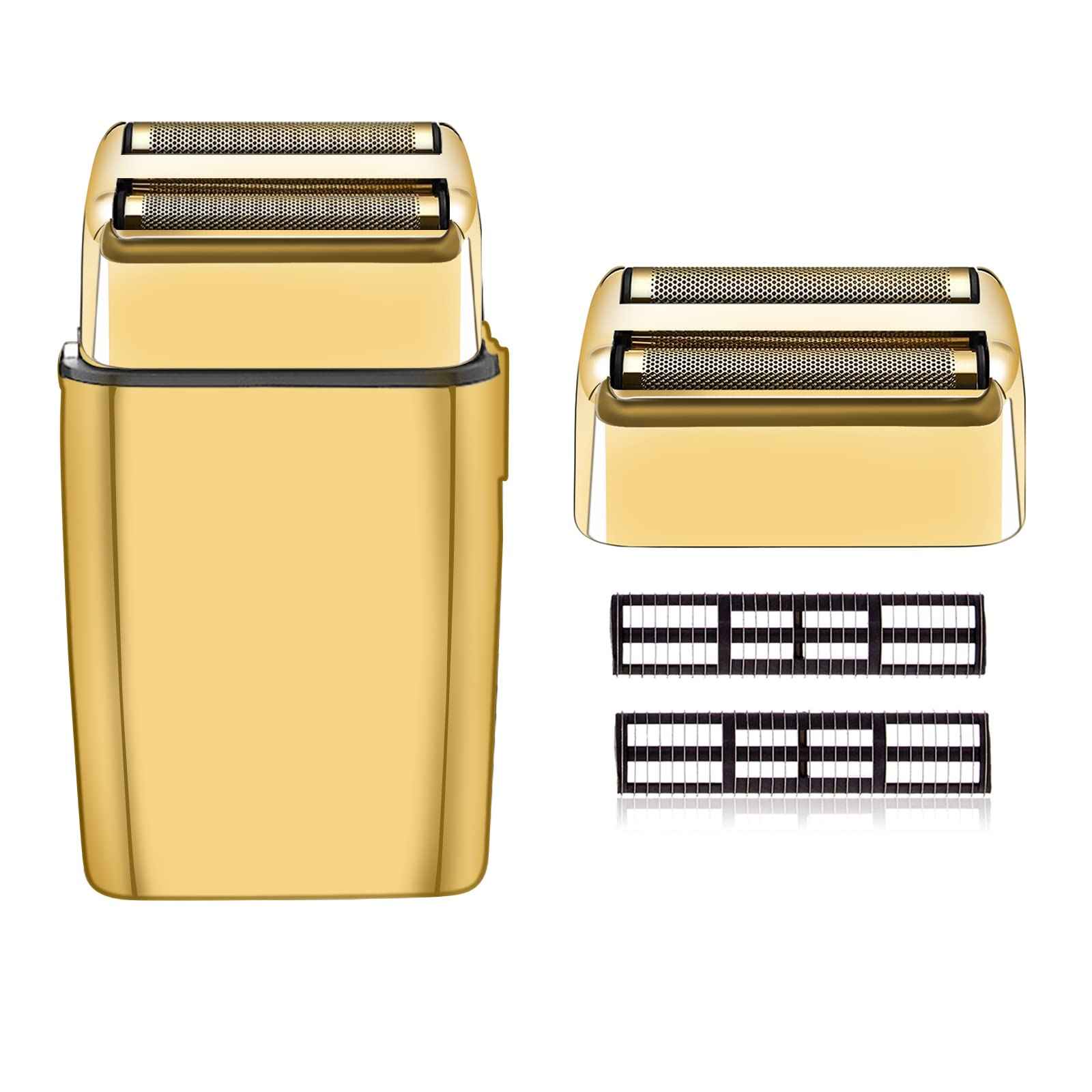 Replacement Foil and Cutter Head Compatible with Babyliss Foil Shaver, Double Foil Shaver Replacement Head, Replacement Head Compatible with BaBylissPRO Barberology FXFS2 Electric Razors(Gold)