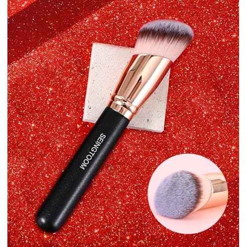 Angled Foundation Brush Contour Conceal Brush Set, 3Pcs Angled Synthetic Kabuki Makeup Brush for Face Blush Bronzer Travel Buffing Stippling Contour Powder Liquid Blending