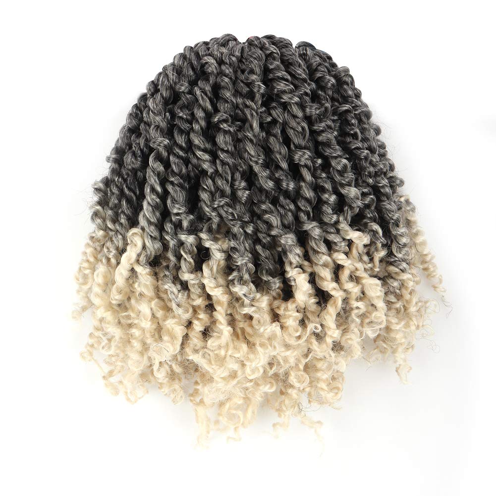 7 Packs 6 Inch Pre Looped Pretwisted Passion Twist Crochet Hair for Black Women Super Short Soft & Bouncy Crochet Hair Extensions Braided by Synthetic Spring Kinky Twist Bohemian Curls(TGray/613)