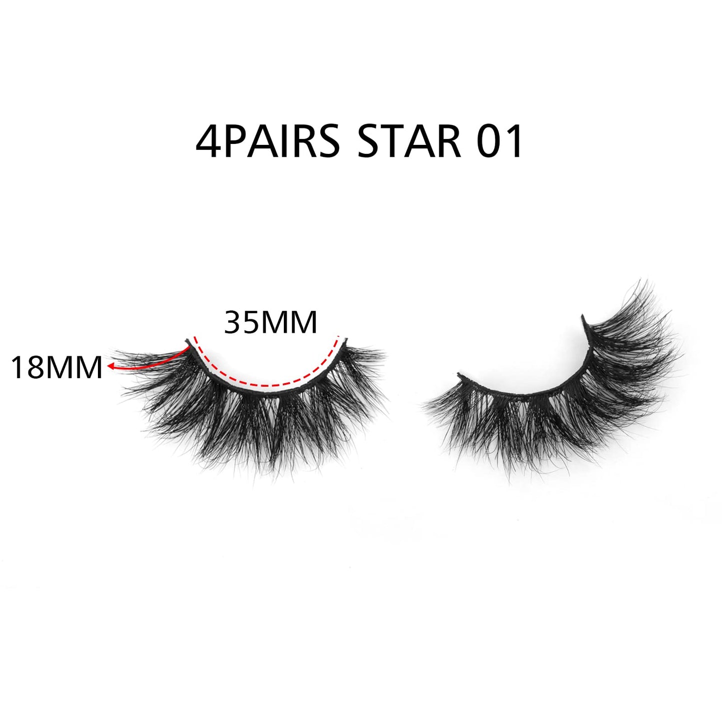 SY LASHES 18mm Mink Lashes 3D Real Mink Eyelashes Cat Eye False Eyelashes Fluffy Cross Wispy Soft Reusable Luxury Volume 5D Fake Eyelashes (Star01, 4 Pairs)