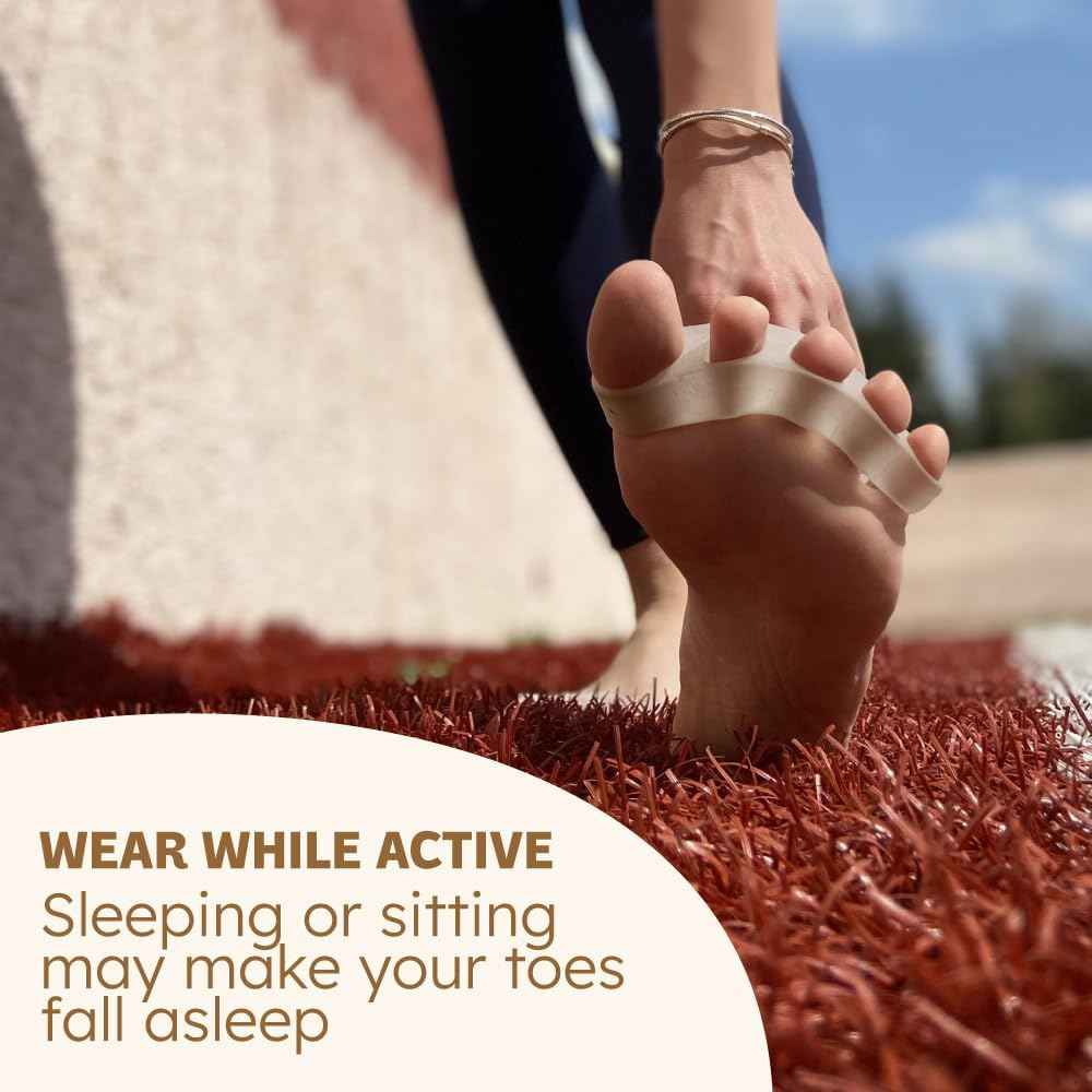 Awesome Toes Spacers & Separators, Fast Pain Relief from Hammertoe & Bunions, Two Pairs in Stylish Wooden Box, Latex-Free Rubber Toe Stretchers for Men & Women