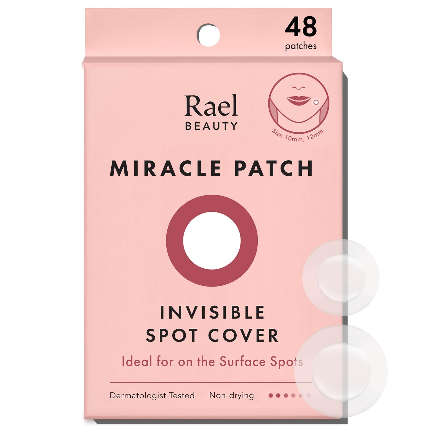 Rael Pimple Patches, Miracle Invisible Spot Cover - Hydrocolloid Acne Pimple Patch for Face, Blemishes, Zits Absorbing Patch, Breakouts Spot Treatment for Skin Care, Facial Sticker, 2 Sizes (48 Count)