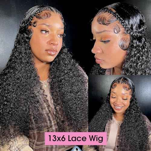 Lace Front Wigs Human Hair 13x6 Water Wave Lace Frontal Wigs Human Hair for Women 180% Density HD Transparent Glueless Virgin Human Lace Front Wigs Pre Plucked 30Inch