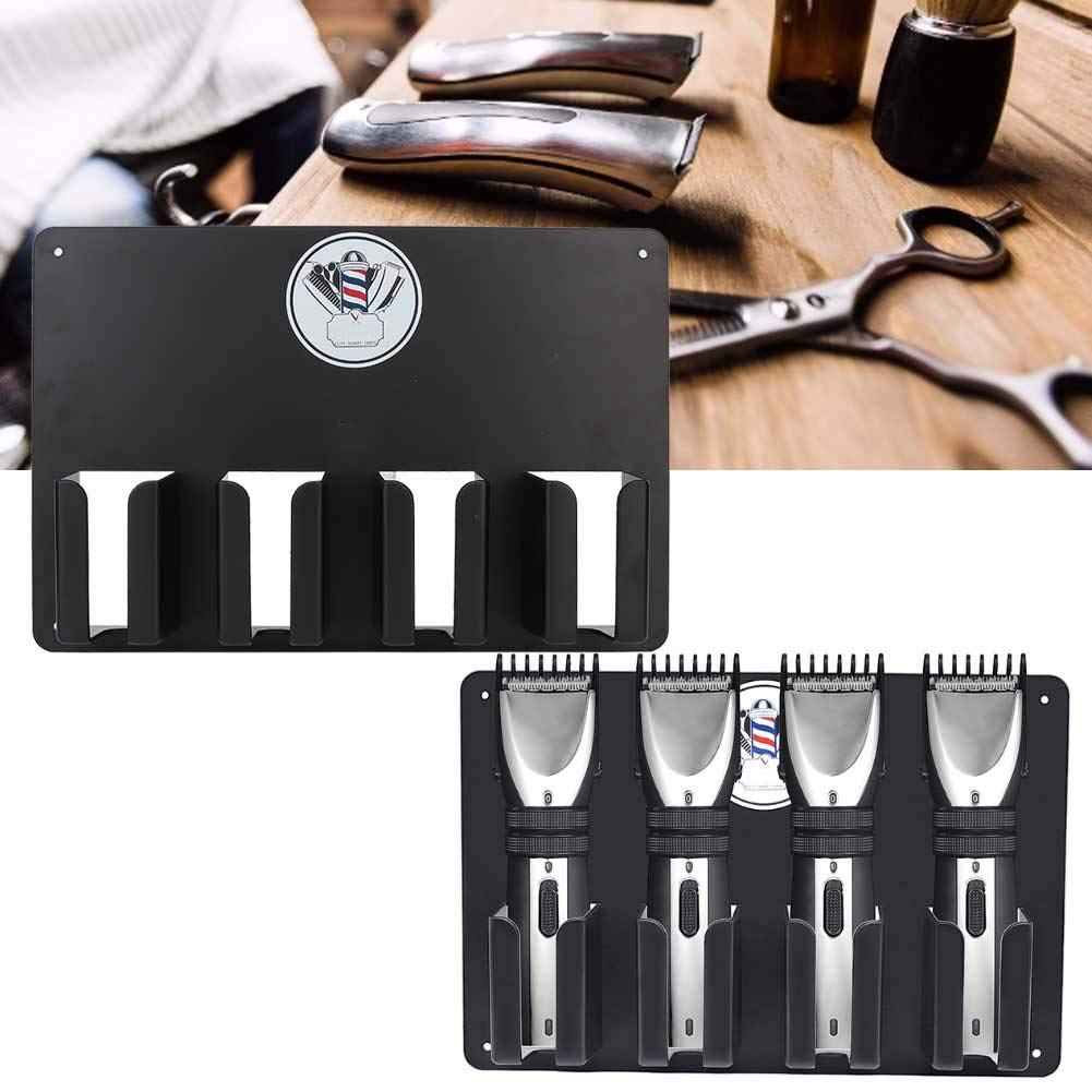 ZJchao Hair Clipper Holder, Multi-Functional 4 Holes Wall Mount Hairdressing Tool Storage, Wall-Mounted Hair Cutter Brush Holder Stand