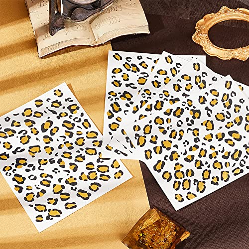 OLYCRAFT 10 Sheets Temporary Cheetah Leopard Print Tattoo Stickers 5x6 Inch Face Stickers Removable for Women Art Party Decor Halloween Costume Black & Gold