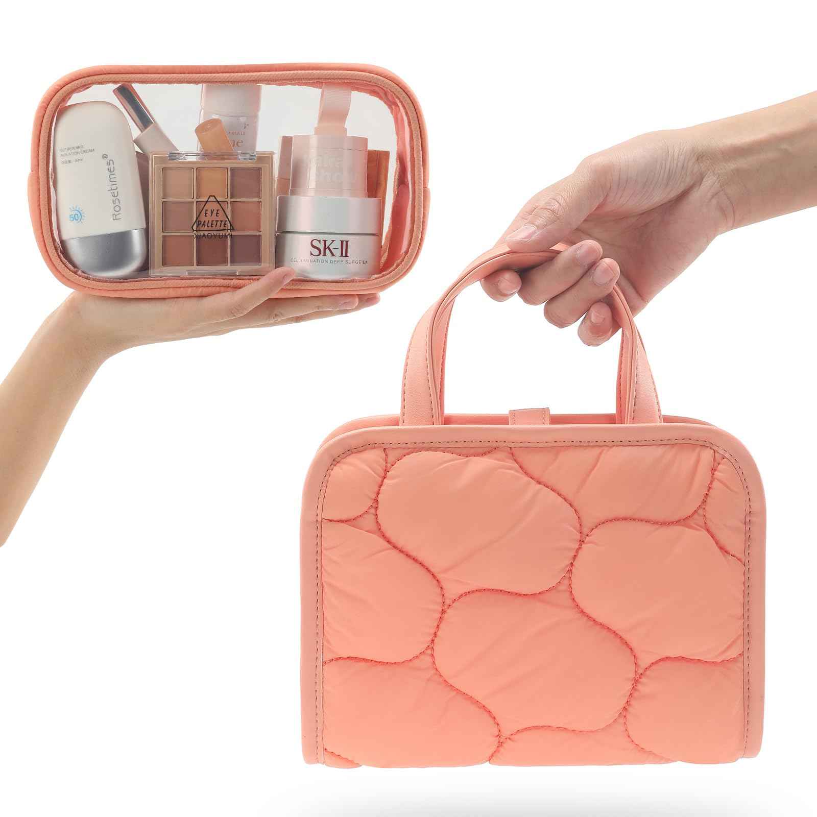 VanFn Cosmetic Bags, Travel Makeup Bag Toiletry Bag for Girls, Cosmetic Bag, Waterproof Zipper Pouches for Airline Travel, Toiletries, Bathroom & Organizing P.Travel Series