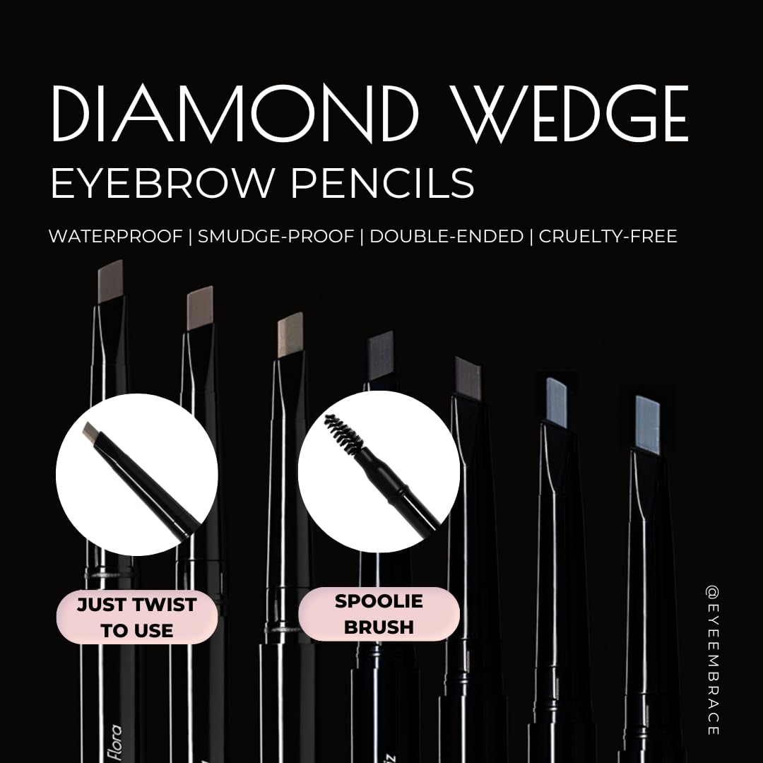 Eye Embrace Isla: Medium Brown-Gray Eyebrow Pencil – Waterproof, Double-Ended Automatic Angled Tip & Spoolie Brush, Cruelty-Free