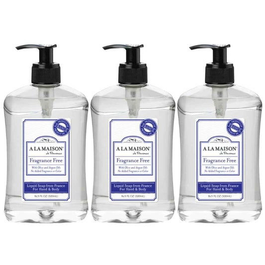 A LA MAISON French Liquid Hand Soap, Hypoallergenic Unscented - Natural Hand Wash Made with Essential Oils - Biodegradable, Plant-Based, Vegan, Cruelty-Free, Alcohol & Paraben Free (16.9 oz, 3 Pack)