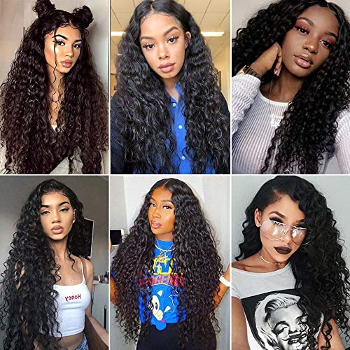 Brazilian Water Wave Human Hair Bundles 1B 30 32 34 inch