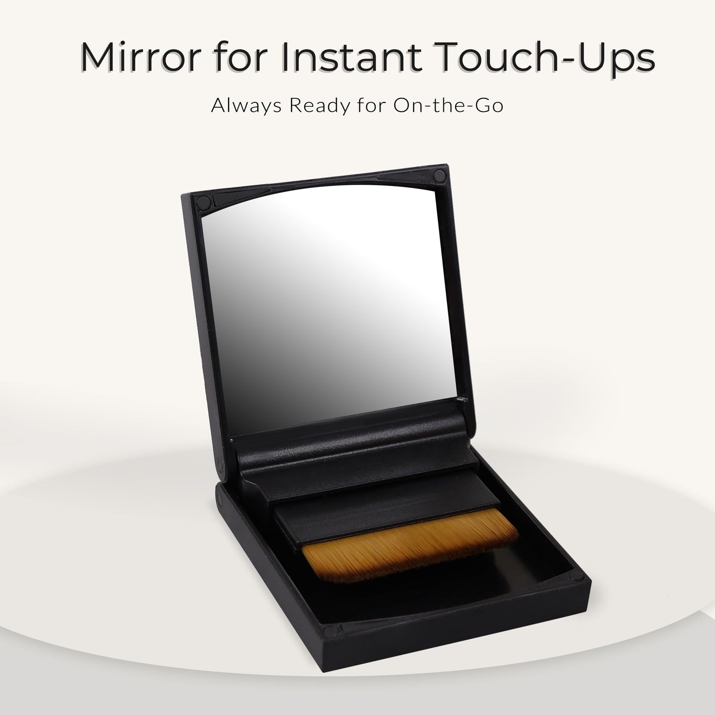 Foundation Brush with Vegan No-Shed Bristles, Wide Flat Head for Cream Liquid or Sunscreen, Dual Replaceable Heads, Mirror and Magnetic Case, Ideal for Daily Use at Home or On the Go