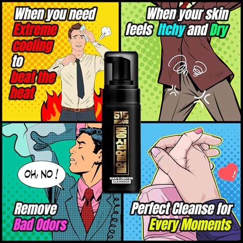 Joongsim Ulul 515 Mens Cleanser, Cooling Menthol Intimate Remove Odor Hygiene Foam Body Wash 5.07 fl. oz