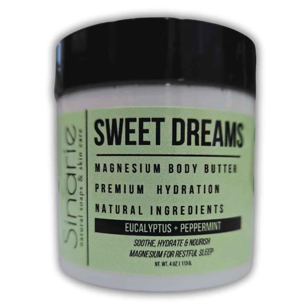Sweet Dreams Magnesium Emulsified Body Butter, 4 oz., 1 Count | Mango Butter | Premium Magnesium Oil | Natural Ingredients | Magnesium Lotion | Eucalyptus + Peppermint