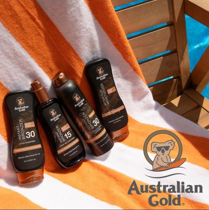 Australian Gold SPF 30 Spray Gel Sunscreen with Instant Bronzer, 8 oz