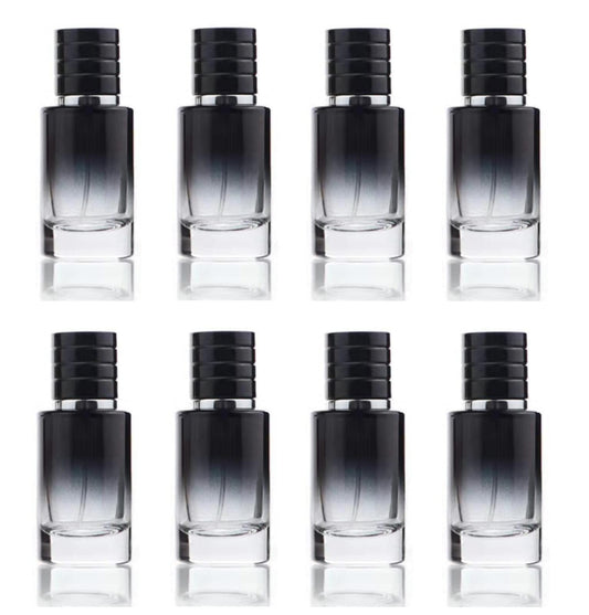 30ML Glass Perfume Bottles Empty Gradient Black Spray Perfume Bottles with Black Screw Lid Refillable Portable Empty Square Perfume Atomizer Vials Refillable Cosmetic Containers for Perfume Essential