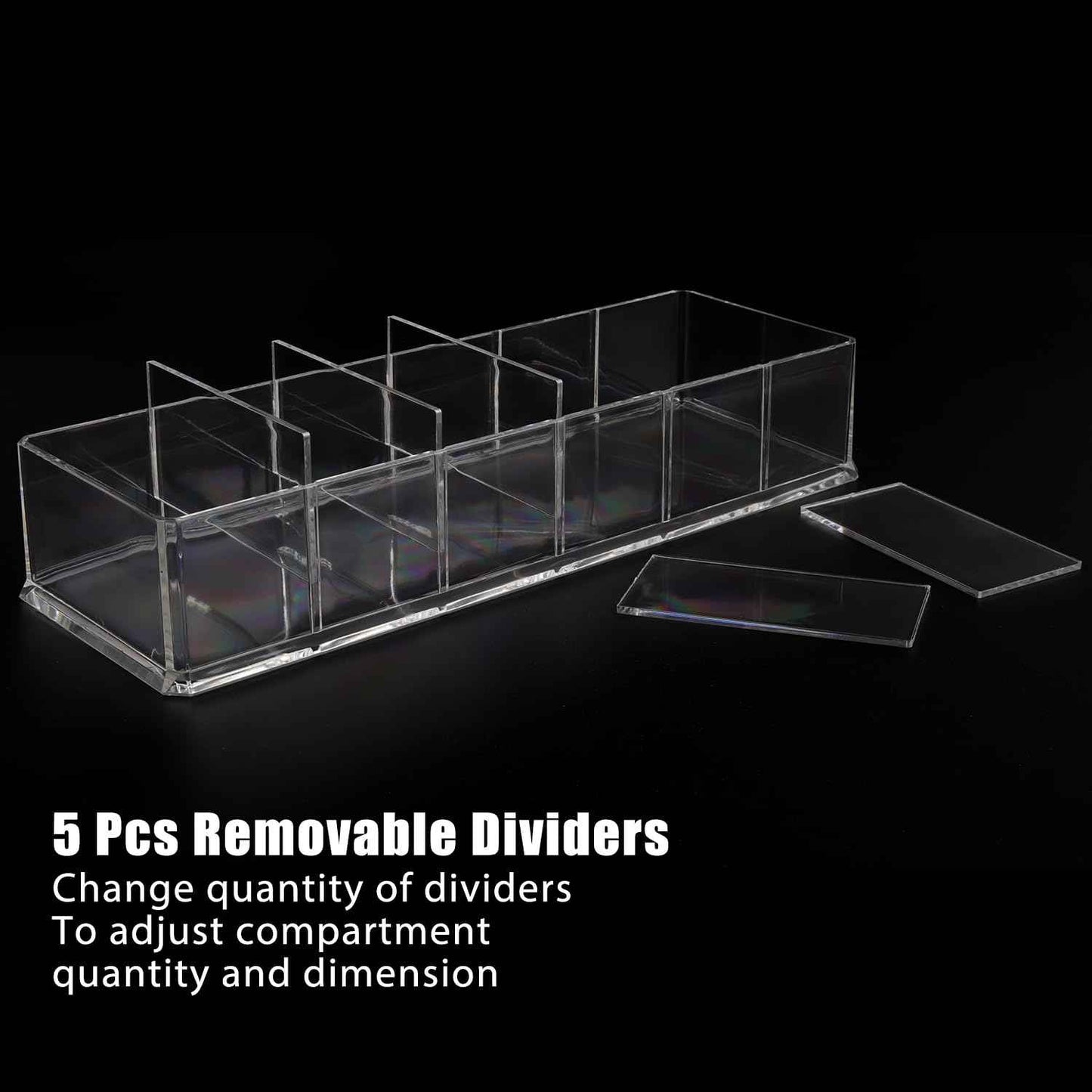 Nsmykhg Makeup Organizer Acrylic Cosmetic Storage Organizer,6 Compartments Acrylic Cosmetic Storage Jewelry Display Boxes, Clear Drawer Organizers Case,4 Pack (10 x 3.5 x 1.9 inches)